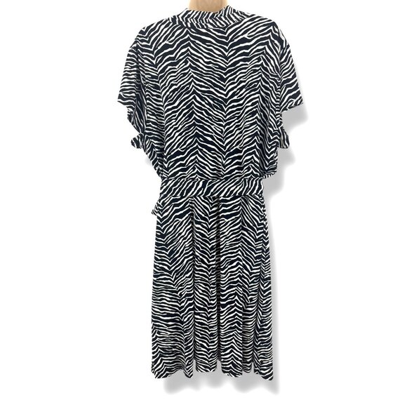 Liz Claiborne Black & White Zebra Print Faux-Wrap Dress w/Tie Size 2X 18 20 Plus - Picture 3 of 5